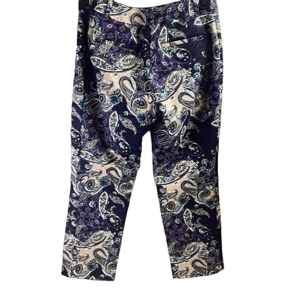 Chico’s Ladies Purple Teal Cropped Ankle Pants Size O (Chicos) 4 / 6 (US)